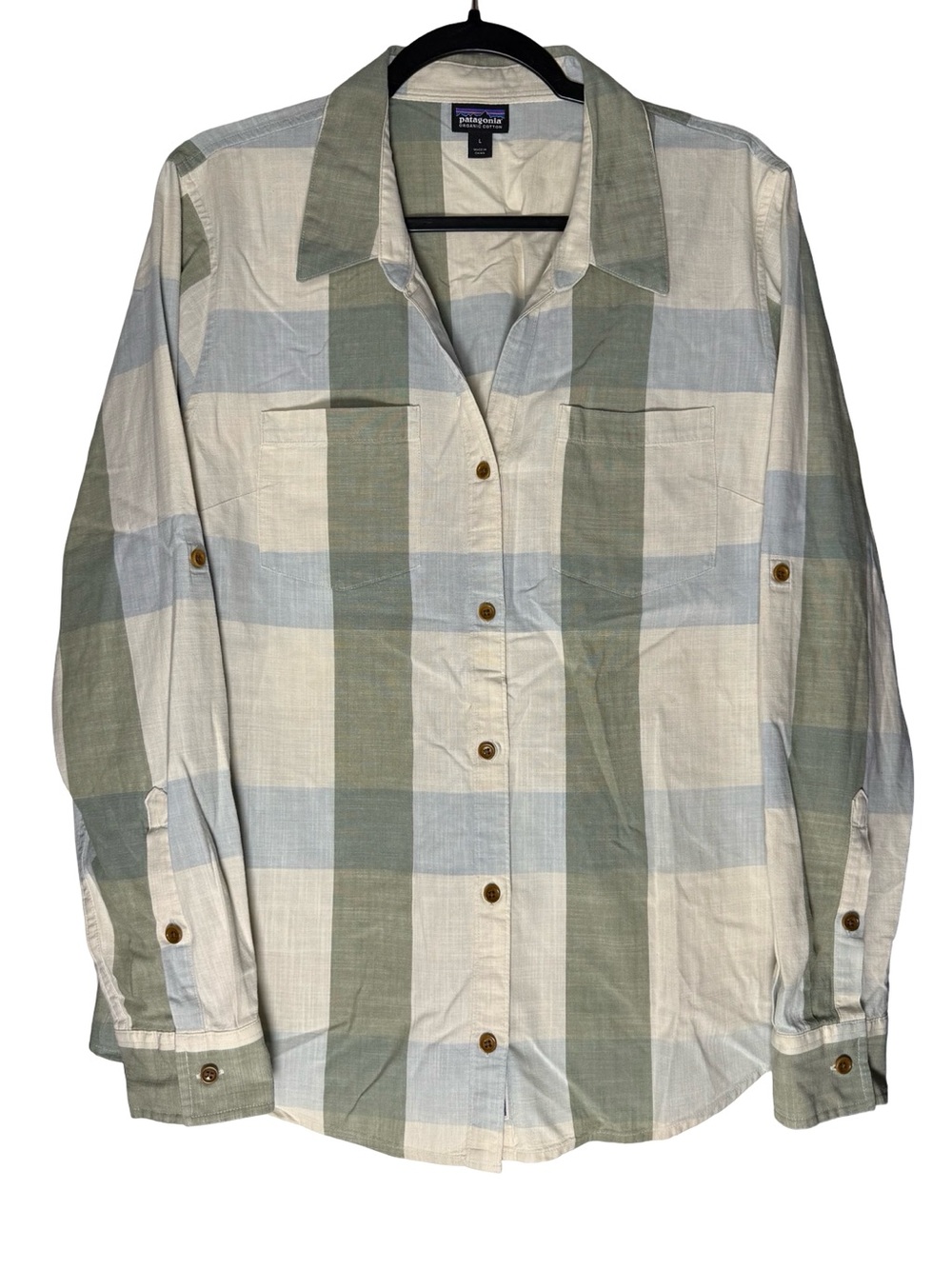 Patagonia Womens Large Plaid Organic Cotton Button Up Gorpcore Outdoor Shirt